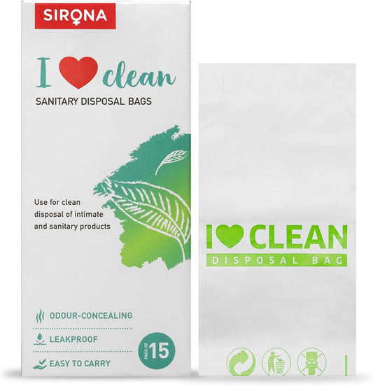 Sirona Personal Disposal Bags – 15 Bags for Discreet Tampons, Sanitary Pads/Napkin, Panty Liners, Tampons & Condoms | Menstrual Care and Hygiene Products