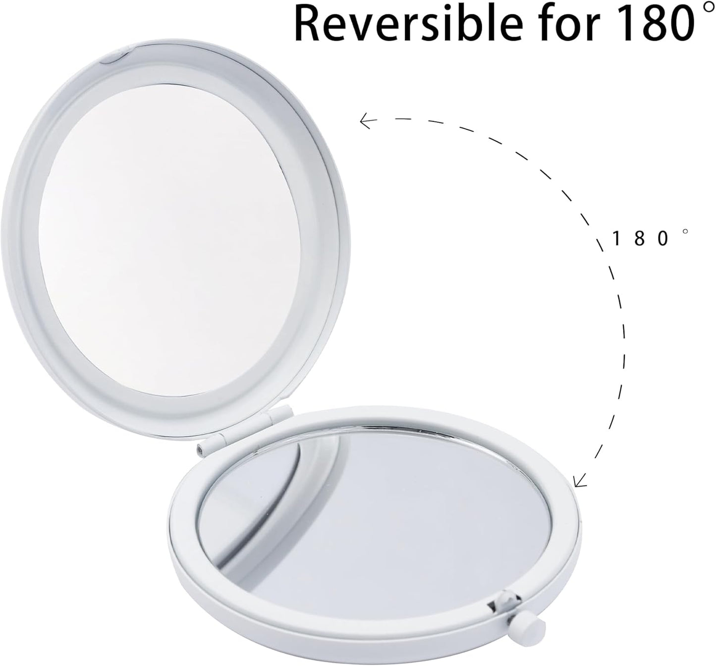 Compact Mirror, Pocket Travel Makeup Mirror for Purse, Metal Round Shell, 2-Sided 1X/2X Magnifying, Portable, Folding, Handheld, White,18 Pack