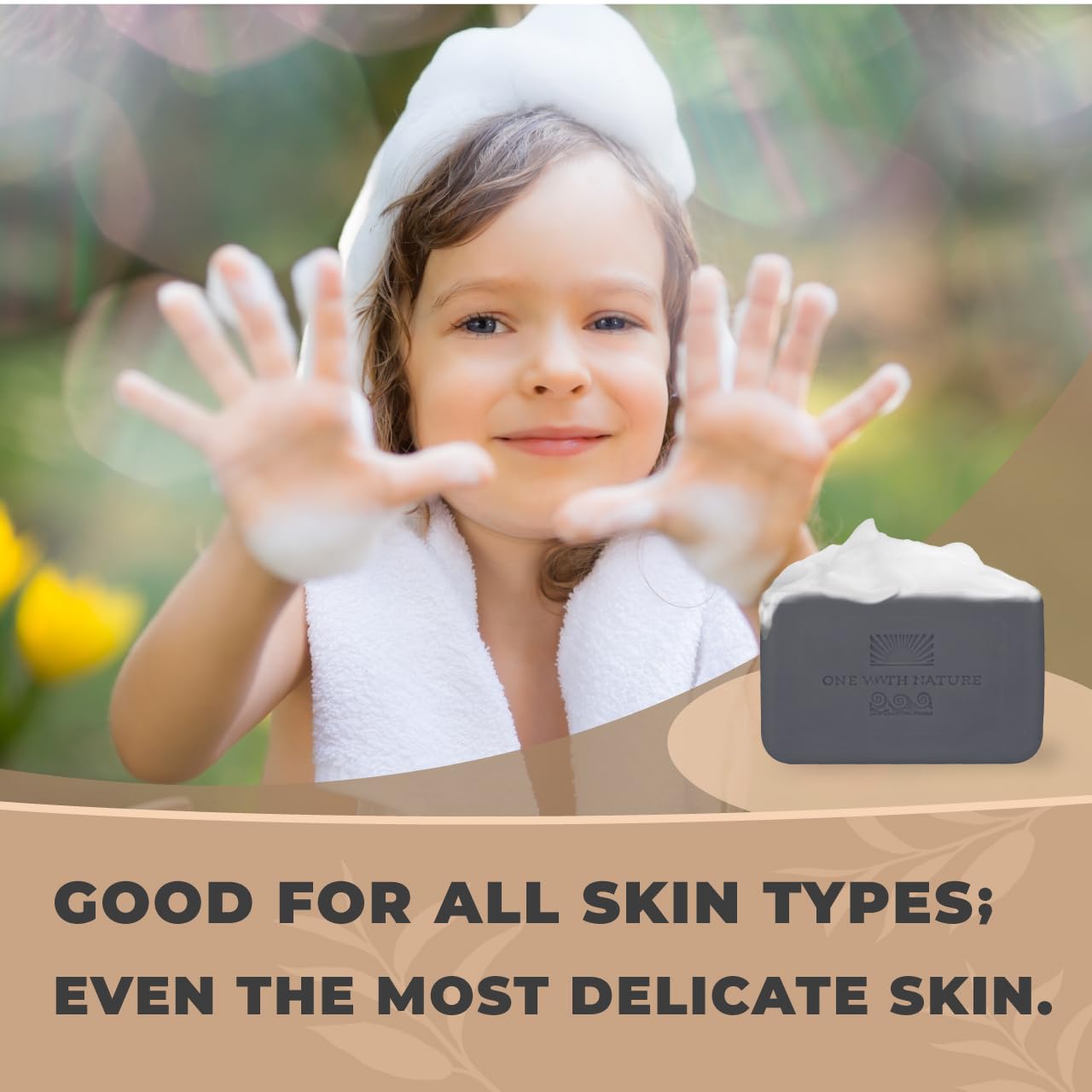 One With Nature Activated Charcoal Soap 7oz 3-Pack – Detoxifying and Exfoliating Charcoal Soap Bar with Dead Sea Salt for Face & Body, for Men & Women