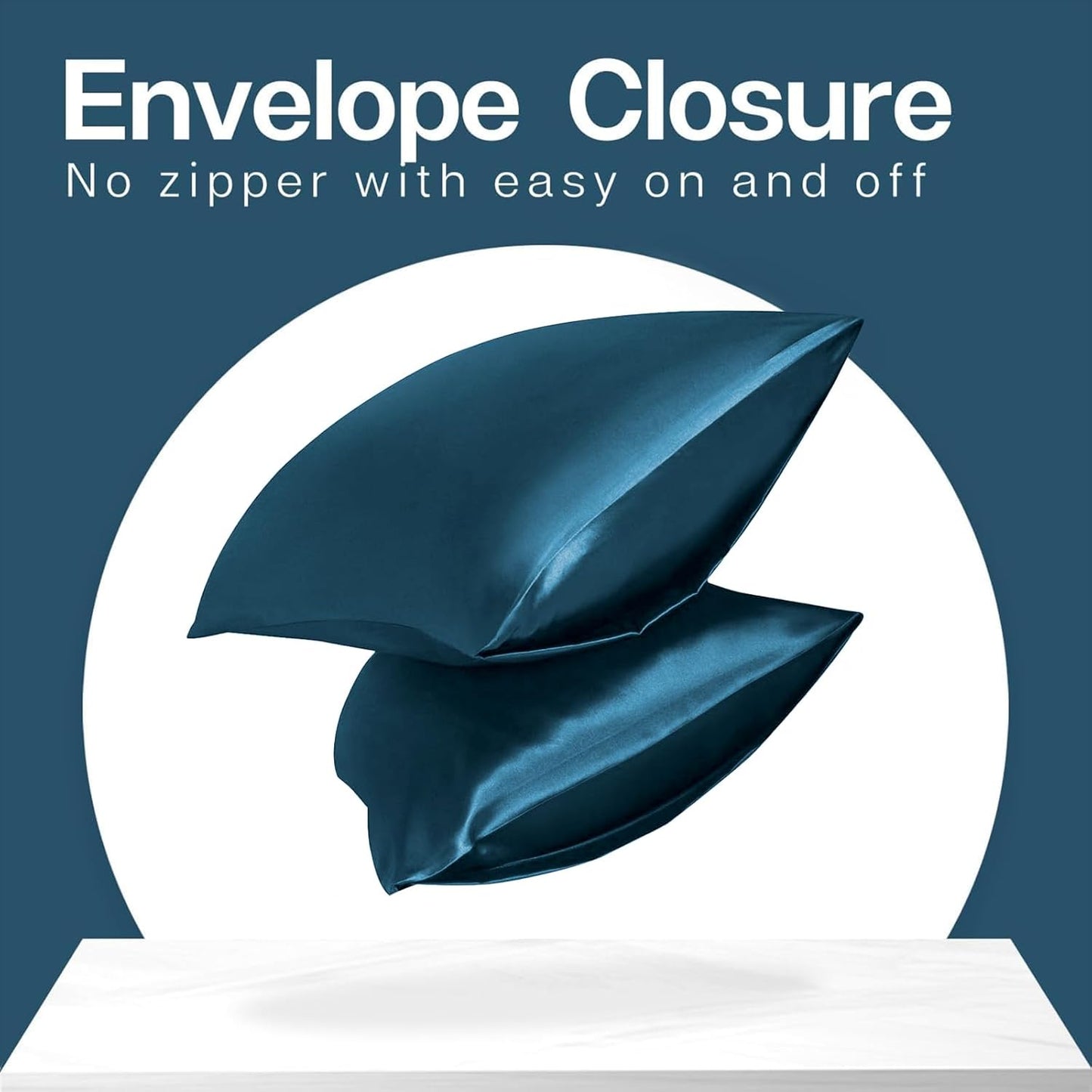 MR&HM Satin Pillowcase for Hair and Skin, Silk Satin Pillowcase 2 Pack, King Size Pillow Cases Set of 2, Silky Pillow Cover with Envelope Closure (20x36, Teal)