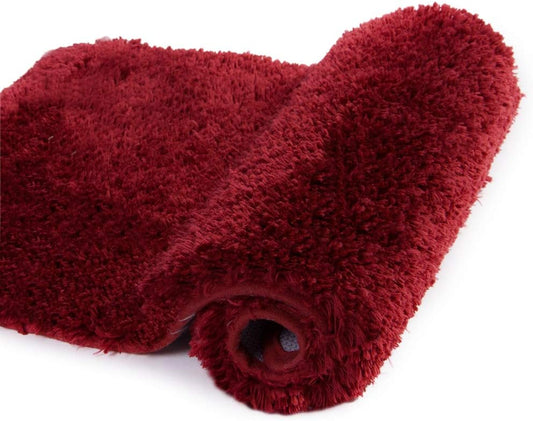 Walensee Large Bathroom Rug (24 x 36, Red) Extra Soft and Absorbent Shaggy Bath Mat - Machine Washable Microfiber Material, Non Slip, Luxury Bathroom Floor Mat