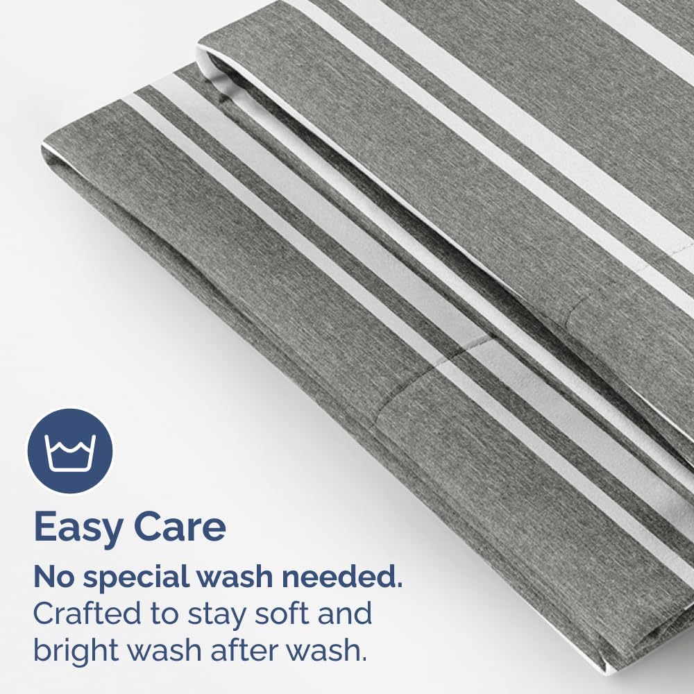 King Pillow Cases Set of 4 - Ultra Soft Hotel Quality Pillowcase Covers - Comfy, Cozy & Wrinkle Free - Shrinkage and Fade Resistant - Machine Washable Pillow Protectors - 4 Piece Set - Grey Stripes 3