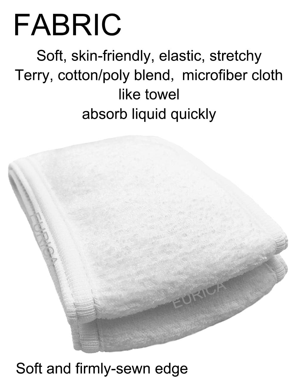 EUICAE Spa Headband Hair Wrap Sweat Headband Head Wrap Hair Towel Wrap Non-slip Stretchable Washable Makeup Headband for Face Wash Facial Treatment Sport Fits All White (White)