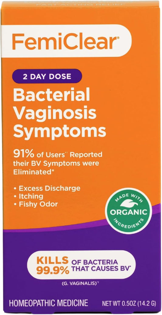 FemiClear BV Symptoms - Vaginal Ointment for Fishy Odor, Excess Discharge, Itching & Discomfort Due to Bacterial Vaginosis, All-Natural and Organic Ingredients, 2-Day Dose