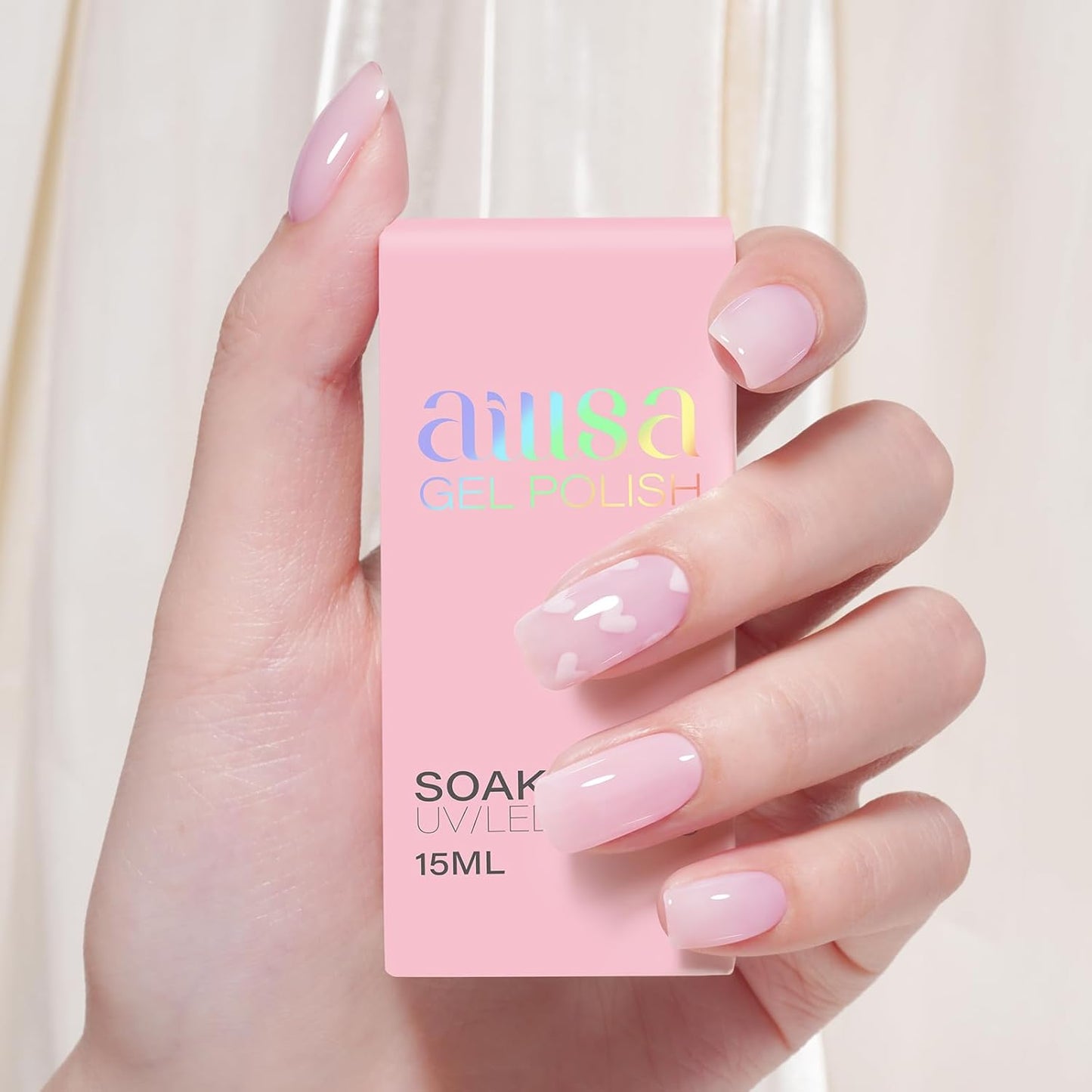 AILLSA Light Pink Gel Nail Polish Tokyo Sakura Sheer Jelly Gel Polish Neutral Translucent Nude Gels Polishs Long Lasting Pale Pink Color Soak Off U V Gels for French Manicure Nail Art at Home 0.51 Oz