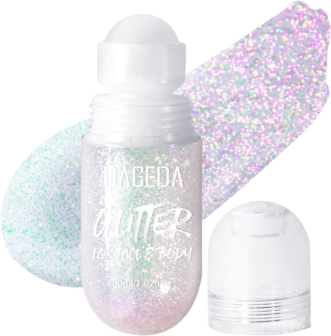 DAGEDA Body Glitter Gel, Roll-on Face Glitter for Mermaid Makeup Festival Rave Accessories, Holographic Hair Glitter Gel,Body Shimmer Halloween Makeup for Rave Party (Sparkling Pink)