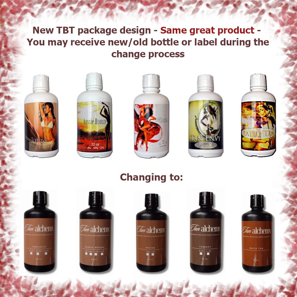 Tan Alchemy, Aussie Bronze 2-32oz bottles of 12%, Dark DHA Sunless Airbrush Spray Tanning Solution (64oz)