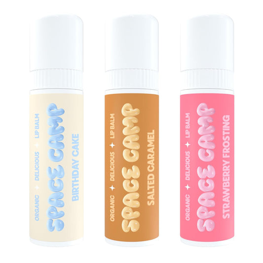 Wellness Jumbo Lip Balm - Birthday Pack Variety Flavored Balm (Birthday Cake, Salted Caramel, Strawberry Frosting) - 3 Pack
