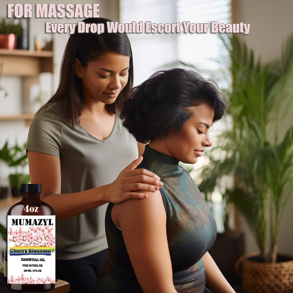 Cherry Blossom Essential Oil, Cherry Blossom Oil 4 Fl Oz 120ML for Diffuser Humidifier Yoga Cleaning DIY Candle Soap Making Essential Oils