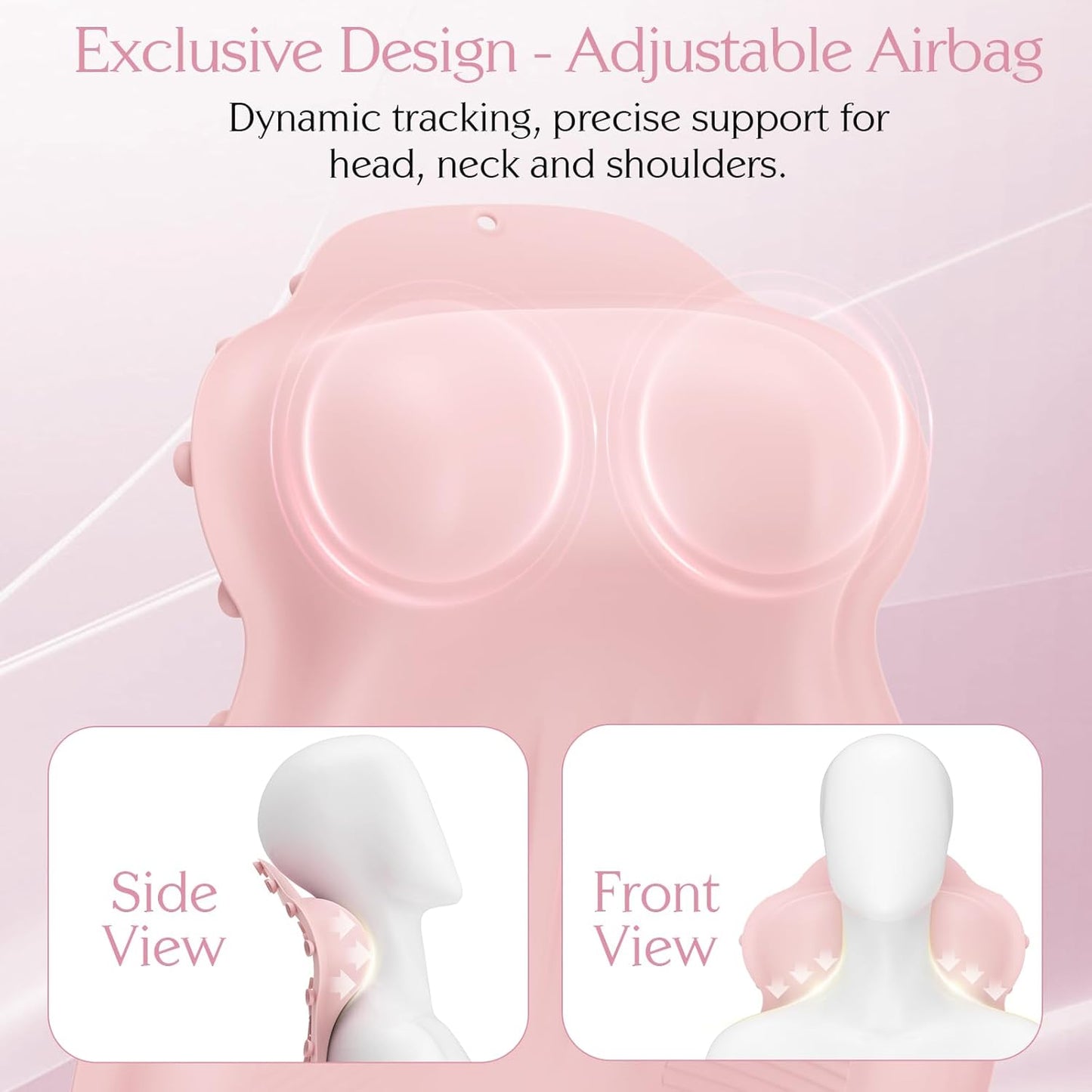 Silicone Bath Pillow, New Material Bath Pillows for Tub Head Neck and Back Support, Bath Tub Pillow with 4D Press Inflatable Airbag and Non-Slip Strong Suction Cups, Quick-Drying, Easy to Store, Pink