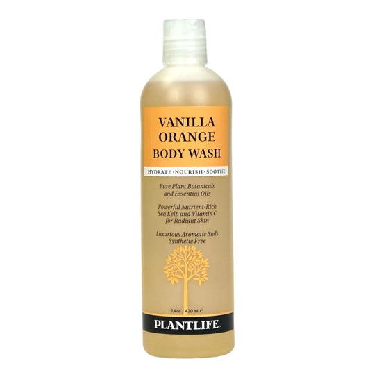 Plantlife Vanilla Orange Body Wash - GMO and Gluten Free Gentle and Moisturizing Body Wash That Contains Only Ingredients Straight from Nature - Manufactured in the USA 14 oz