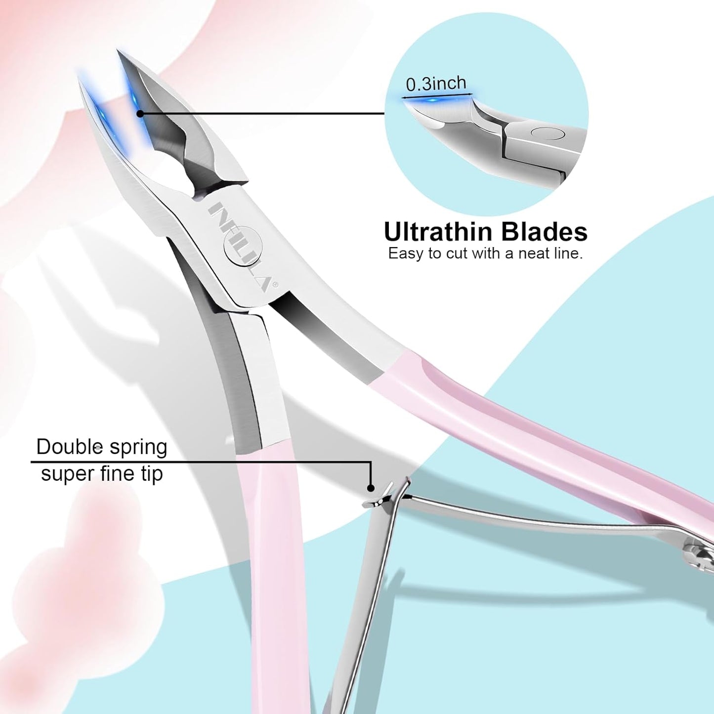 NXJ INFILILA Cuticle Trimmer, Cuticle Clippers for Women Stainless Steel Cuticle Cutter Extremely Sharp Full Jaw Cuticle Nippers Gift for Professional Nail Salon and Home Use
