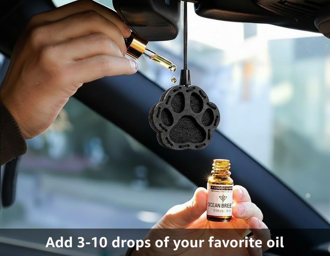 Wood Car Air Freshener — Handmade Car Air Freshener — Paw Designed Fragrance Oil Diffuser in Wooden Gift Box — Aromatherapy Gift Set with diAquatoria Fragrance Oil - 10 ml