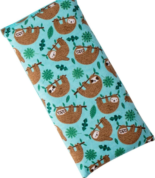 Microwave Heating Pad Filled With Flax Seed and Choice of Dried Herbs, Herbal Cold Pack, Good Size for Back Pain and Cramps, Hot and Cold Therapy, 6" x 12" (Sloth, Chamomile)