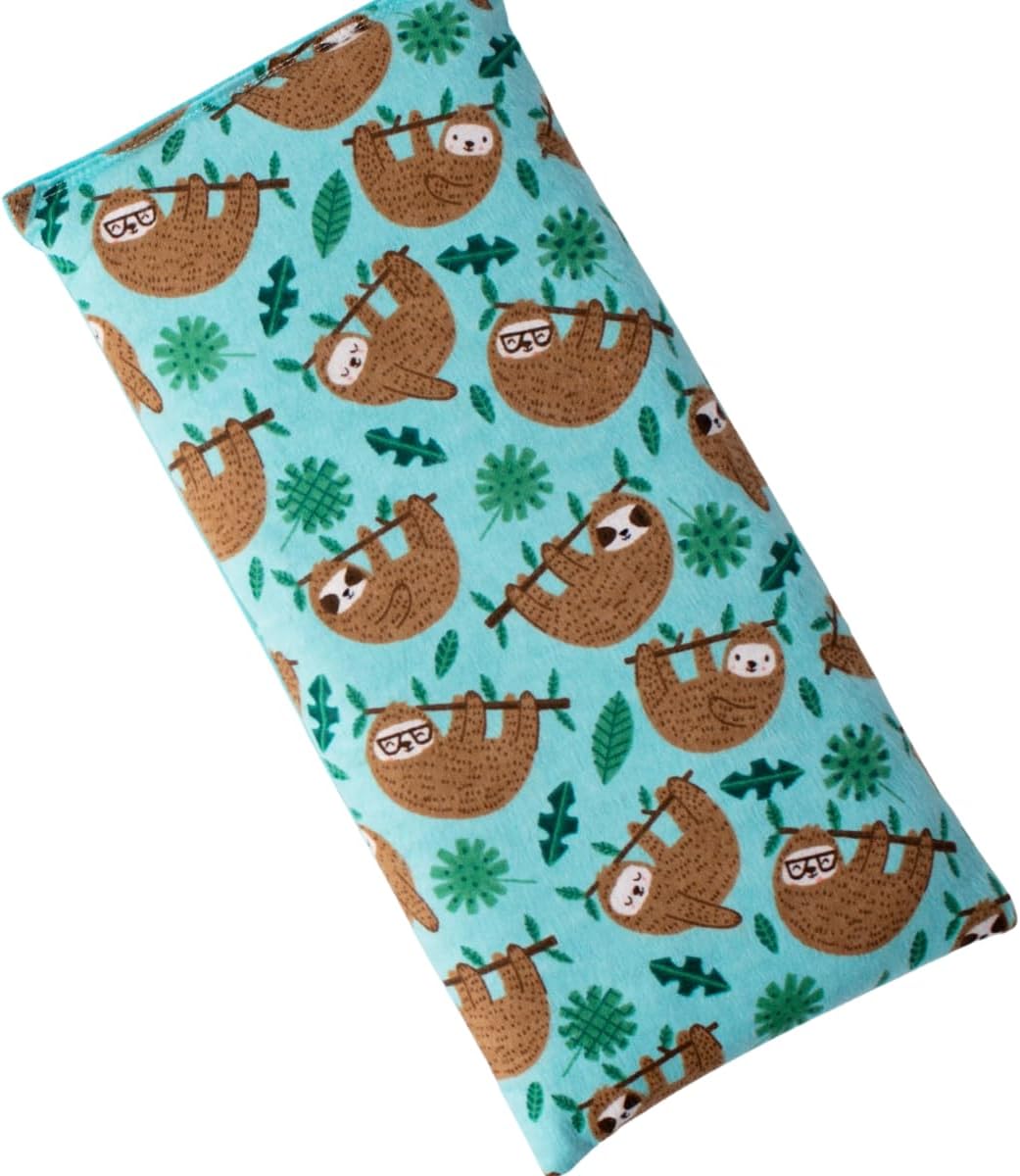 Microwave Heating Pad Filled With Flax Seed and Choice of Dried Herbs, Herbal Cold Pack, Good Size for Back Pain and Cramps, Hot and Cold Therapy, 6" x 12" (Sloth, No Added Herbs)