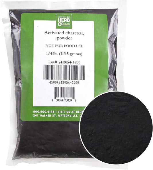 MONTEREY BAY HERB CO. Activated Charcoal Powder | Use for Body Care, Face Masks, Toothpaste (1/4lb)
