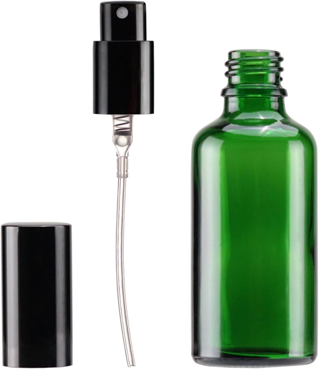 YIZHAO Green Glass Spray Bottles 2oz, with Small Fine Mist Spray, Metal Cap, Refillable for Essential Oil,Travel,Cleaning,Perfume,Aromatherapy,Makeup – 12 Pcs