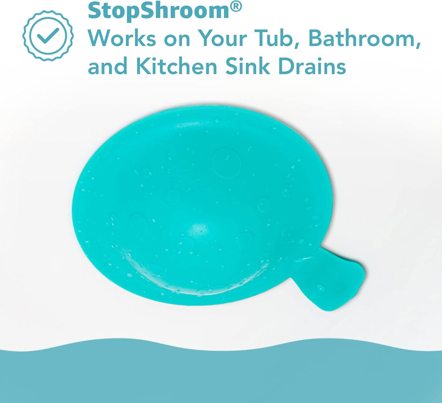 StopShroom STBLU232 Universal Stopper Plug Cover for Bathtub, Bathroom and Kitchen Drains, Aqua
