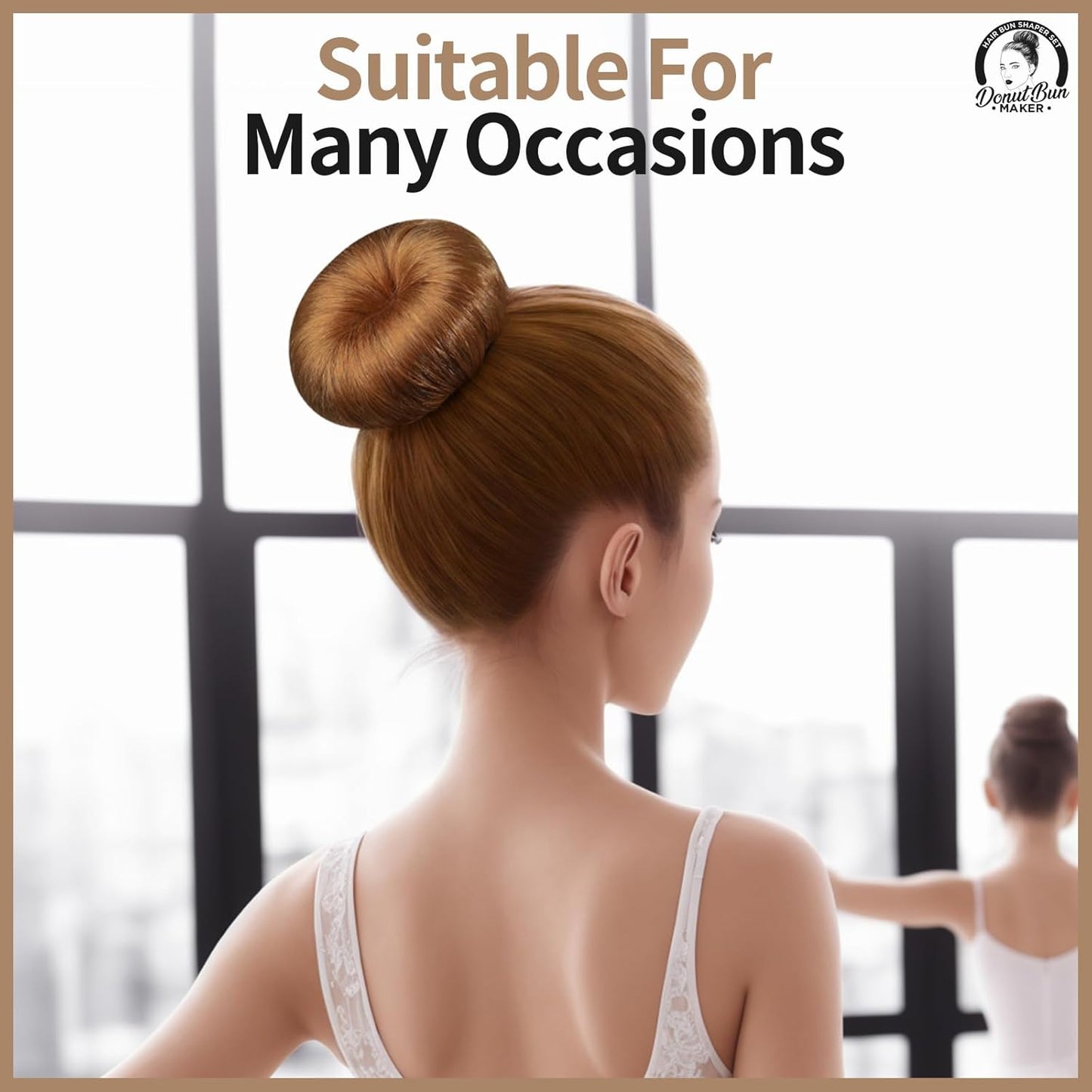 Teenitor Hair Bun Maker for Kids Girls - Hair Donuts, Ballet Bun in 4 Sizes, Light Brown
