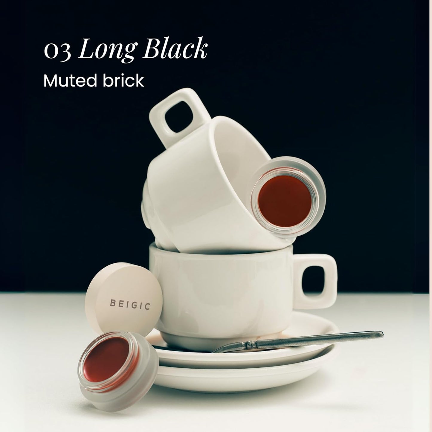 BEIGIC Flush Lip & Cheek Balm - Vegan Buildable & Blendable Multiuse Balm | Natural Flush & Glow | Glowy Blush for Cheeks | Dewy Korean Make Up Cream Blush | 03 Long Black - Muted Brick, 0.14 fl.oz