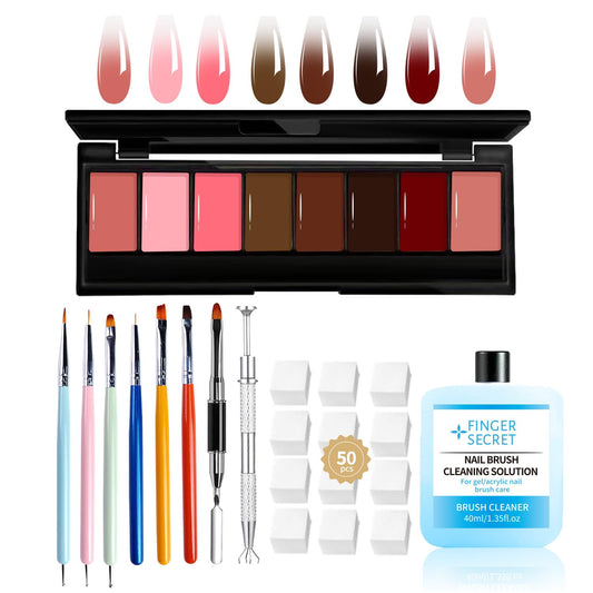 8 Colors Ombre Gel Pat Nail Polish Set,Ombre Pigment for Nails,Gradient Painting Gel with 50Pcs Nail Sponges for 3D Gels Nail Art can be Painted in Salon or Home Use