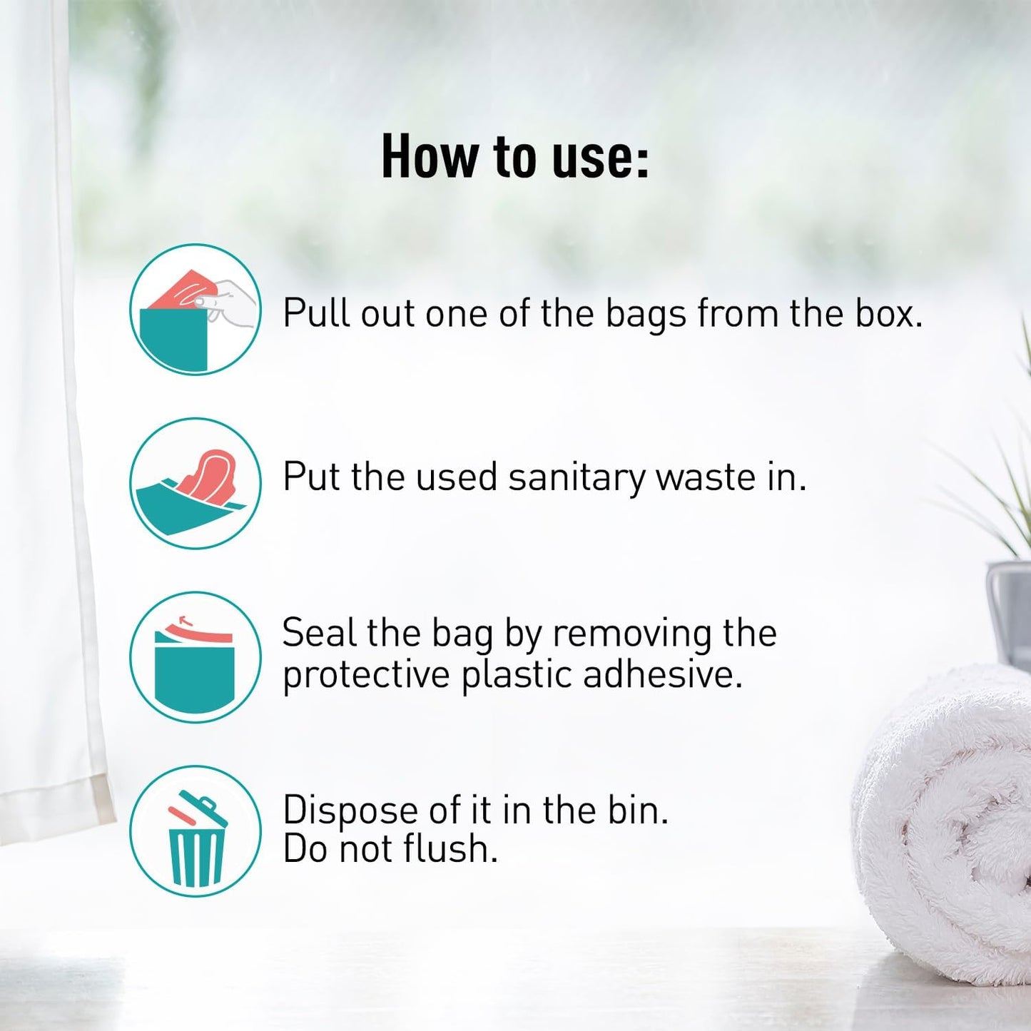 Sirona Sanitary Disposable Bags - 45 Bags for Discreet Disposal of Tampons, Condoms, Sanitary Pads, Panty Liner and Personal Hygiene Waste