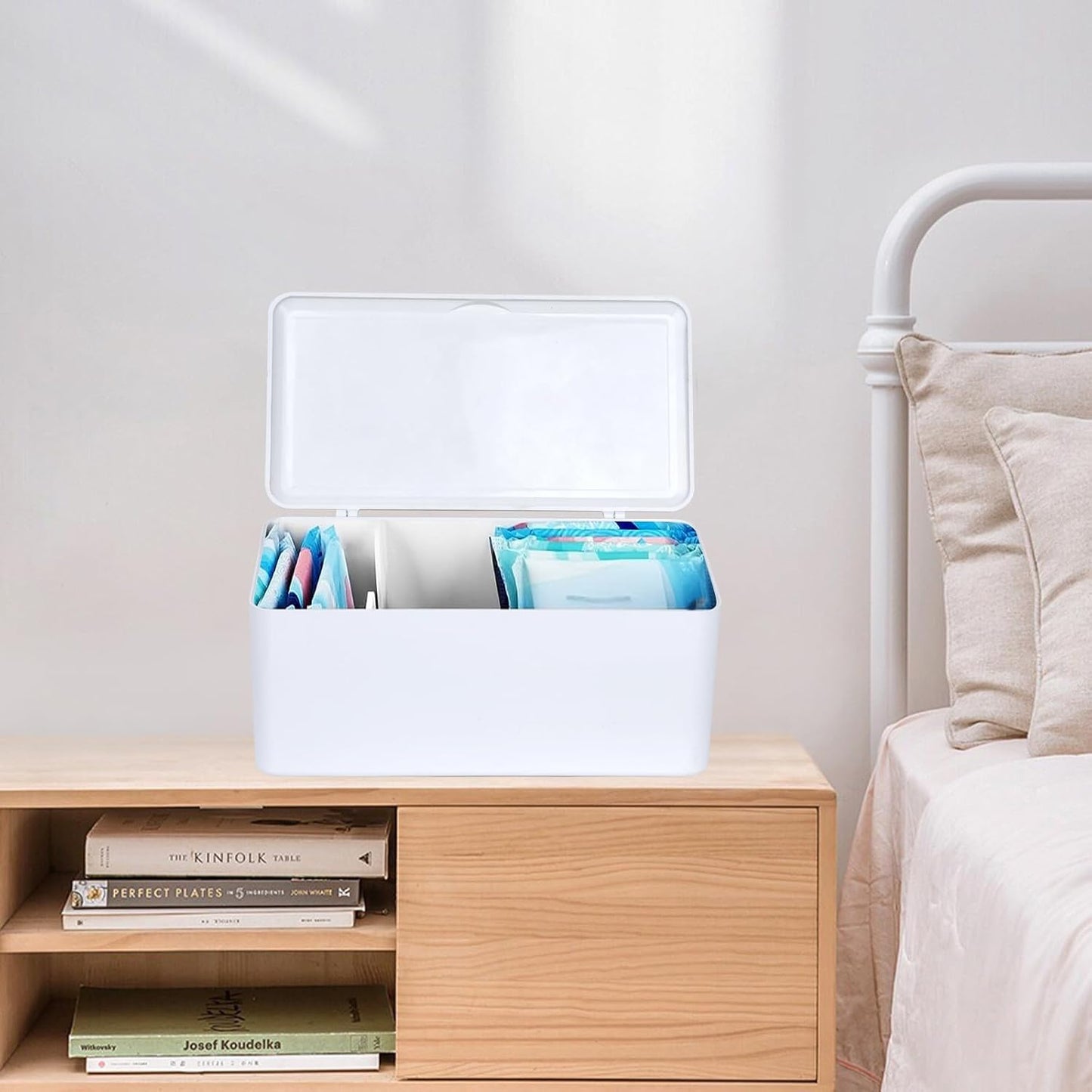 pad and tampon organizer for bathroom,Sanitary Napkin Holder, Pad and Tampon Organizer for Period, Sanitary Napkin Storage Container, White