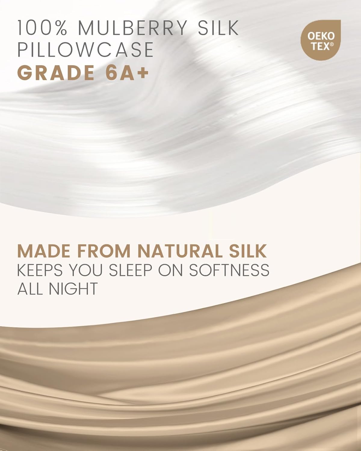 THXSILK Set of 2 100% Mulberry Silk Pillowcase for Hair and Skin, Grade 6A+ Mulberry Silk Pillow Cases Ultra-Soft, Hypoallergenic Pillow Case Cover with Zipper (Queen 20"x30", Taupe)