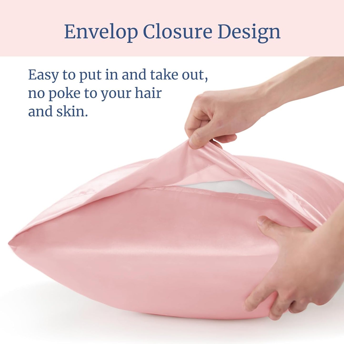 BEDELITE Satin Body Pillow Cover 2 Pack, Super Soft and Cooling Body Pillow Pillowcase for Hair and Skin, Breathable Silky Full Long Pillowcase Cover(20"x54", Pink)