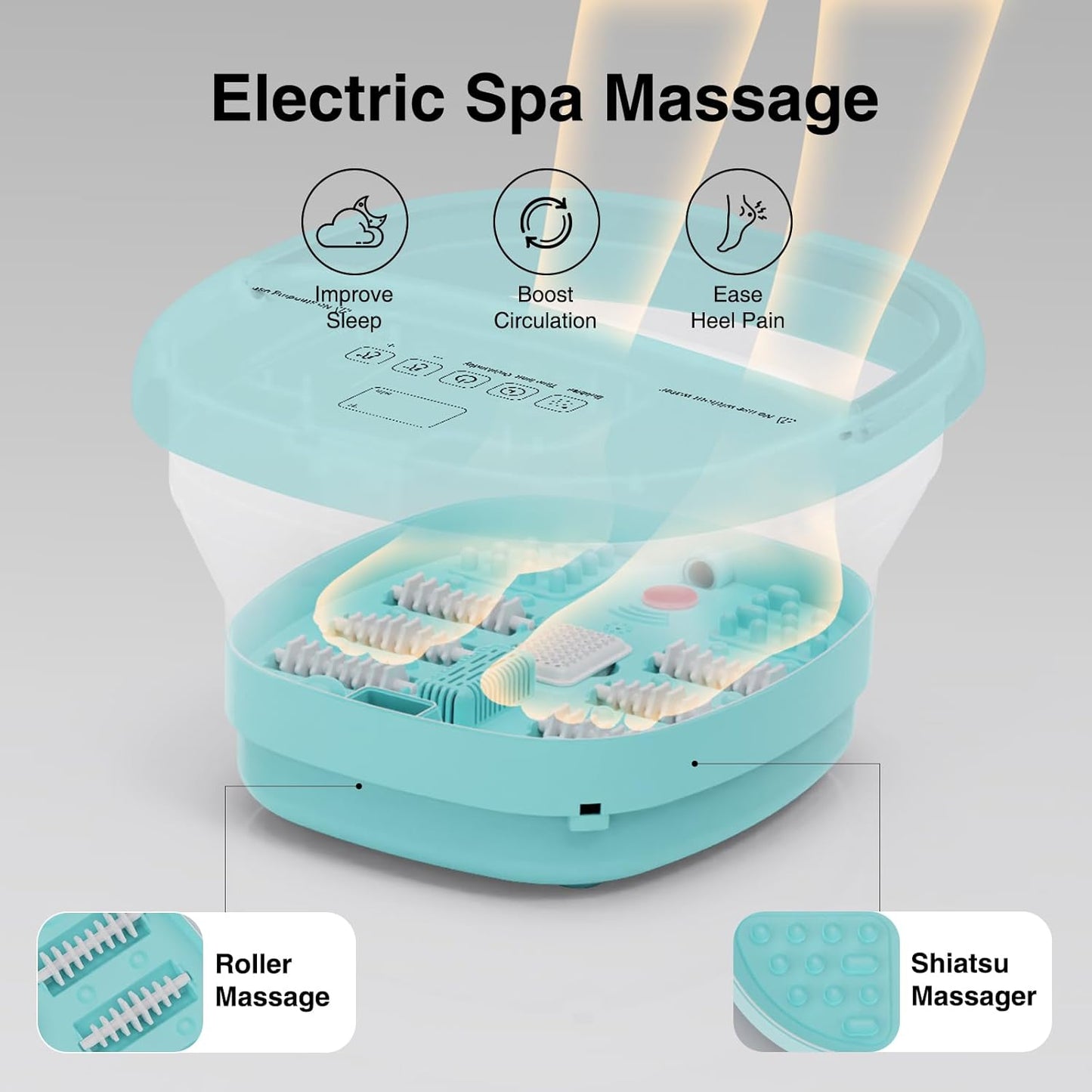 Pedicure Foot Spa with Bubble and Heat,Collapsible Foot Soaking Tub with Remote Control,Pedicure Tools for Feet,Foot Bath Soak Tub Gift for Women/Men,Mom/Dad