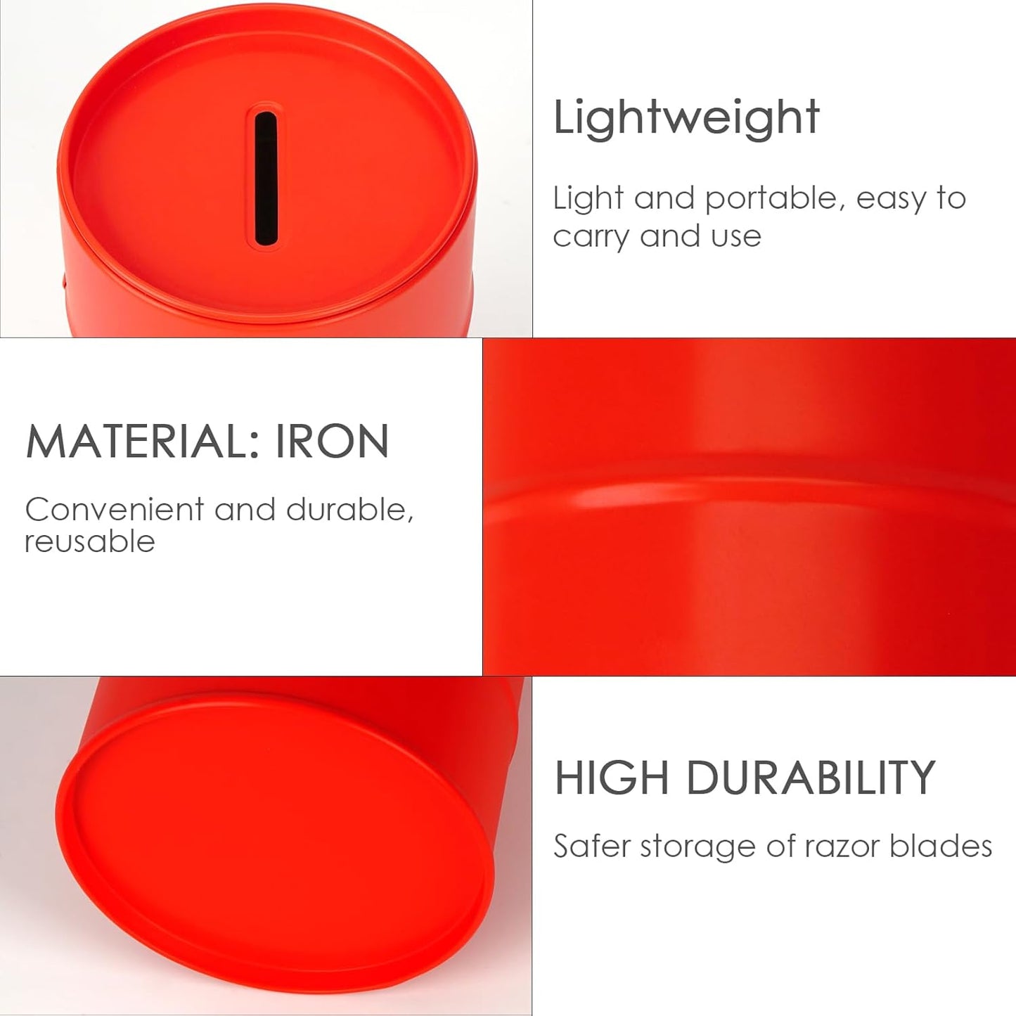 Linkidea Safety Razor Blade Disposal Container Box, Metal Razor Disposal Case Safe Bank for Storing Used Wasted Blades (Red)