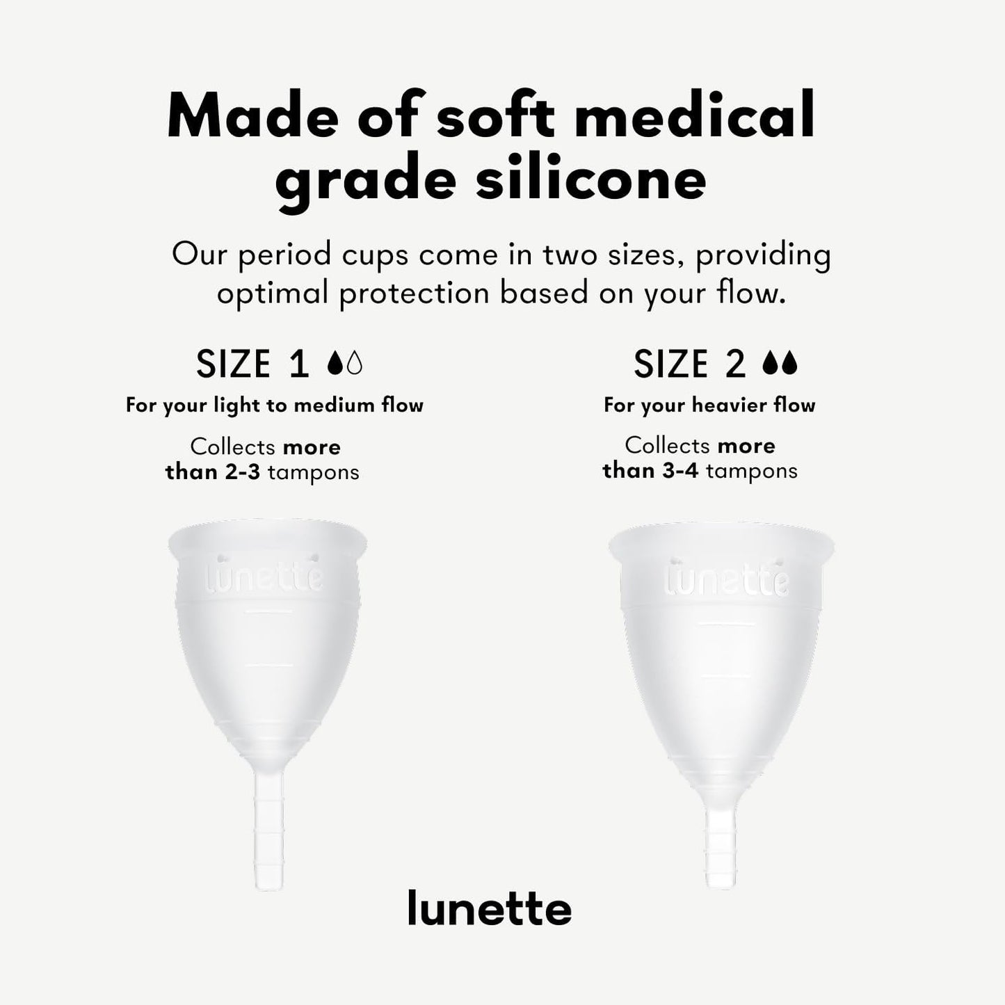 Lunette Menstrual Cup – Best Reusable Period Cup – Wear for 12 Hours and Reuse up to 10 Years, Clear Size 1 for Light to Moderate Flow