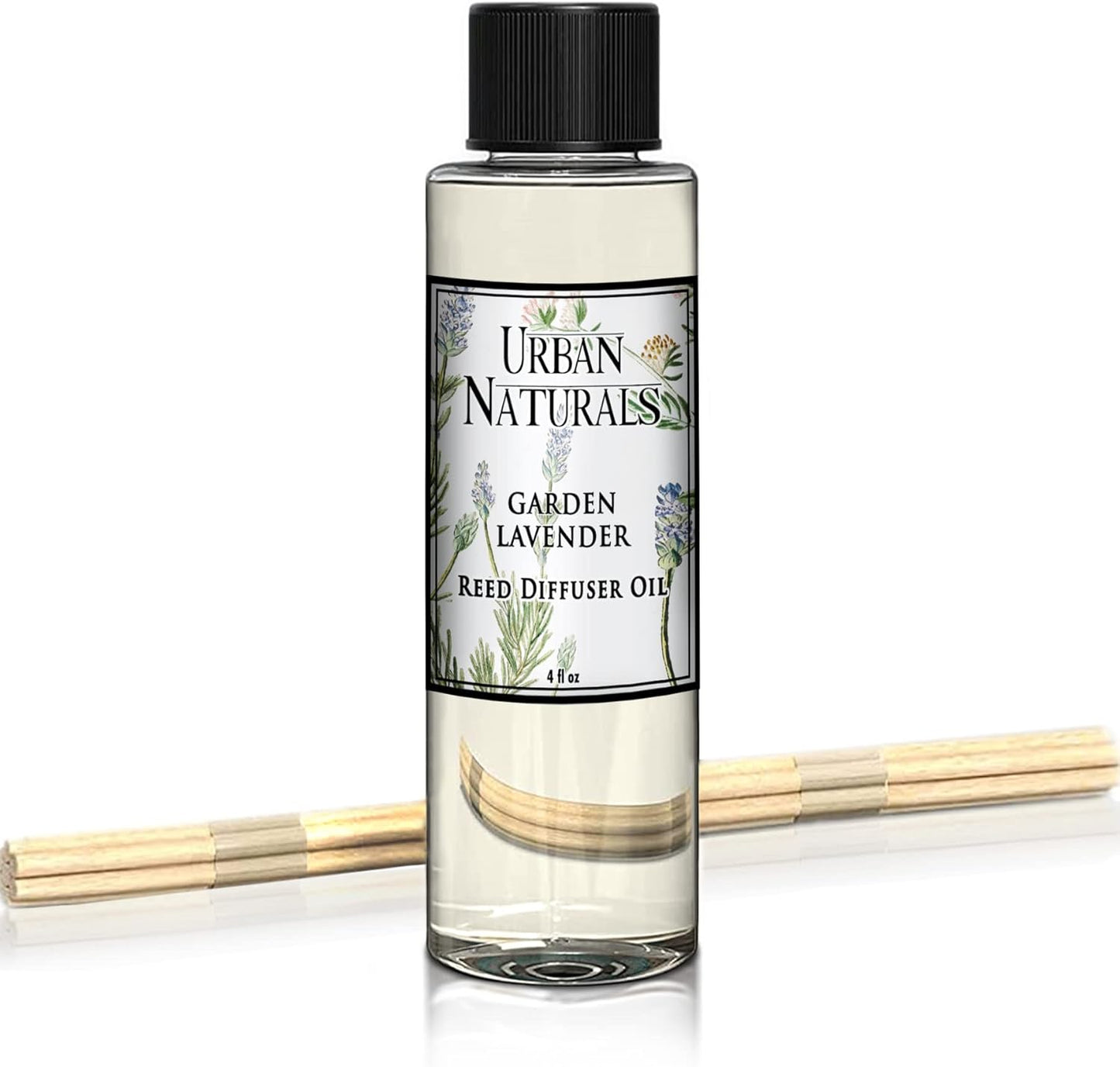 Urban Naturals Garden Lavender Scented Oil Reed Diffuser Refill | Includes a Free Set of Reed Sticks! Calming, Herbal Fragrance – 4 oz. Made in The USA