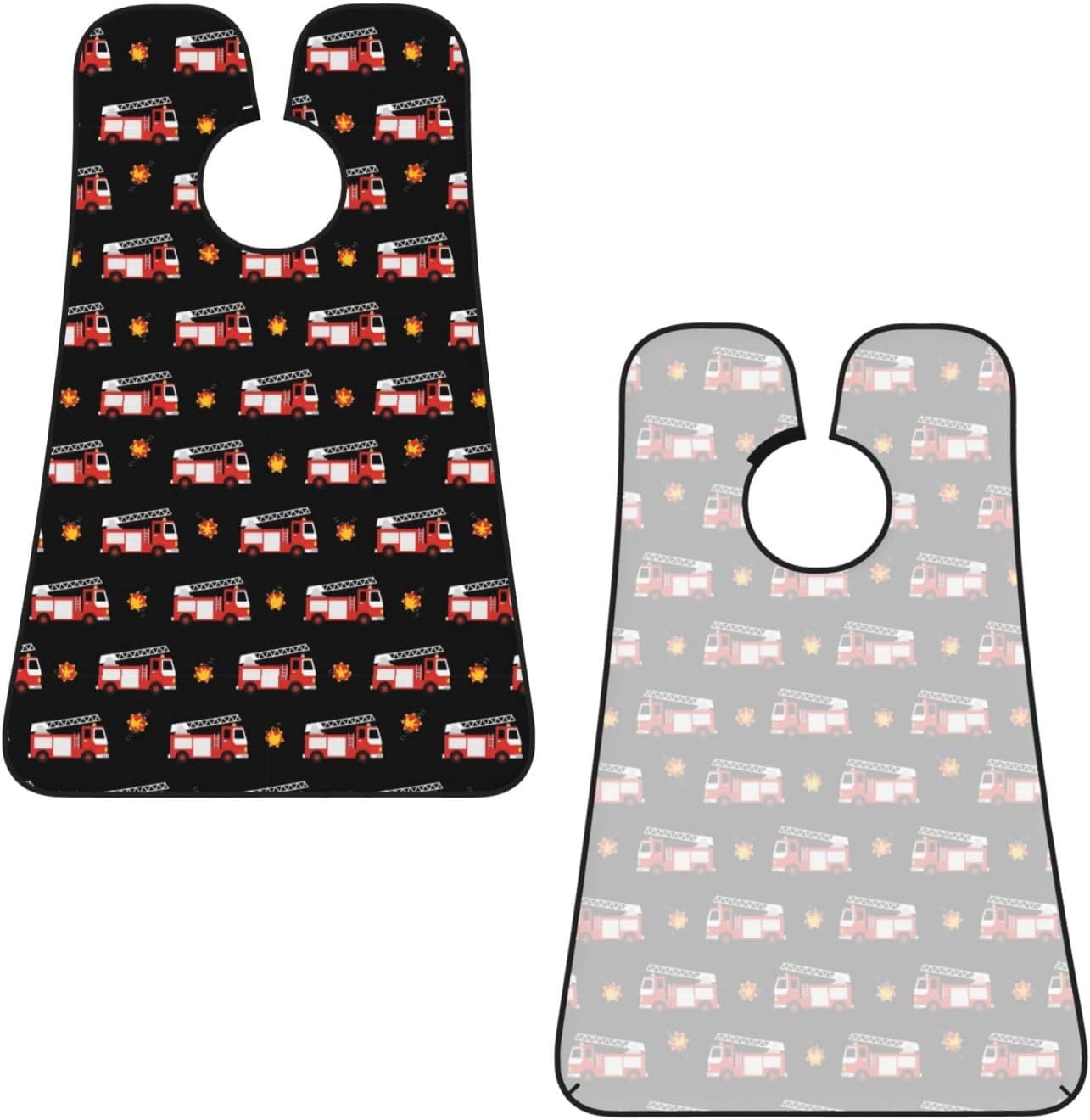 Non-Stick Beard Bib for Shaving, Fire Fighters Red Fire Truck Cartoon Shave Bib, Waterproof Hair Catcher with Suction Cups, Grooming Apron Men Husband