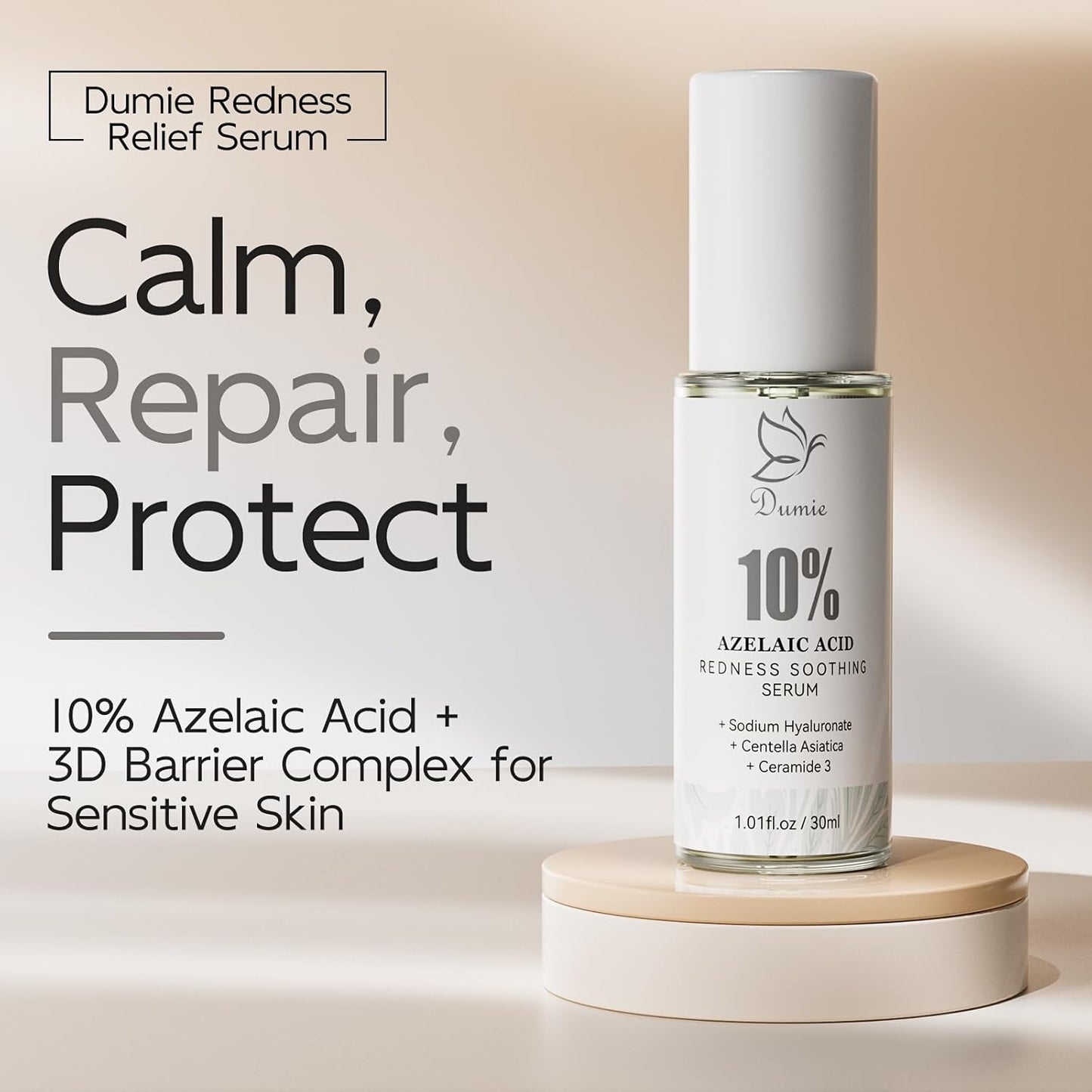 Azelaic Acid Serum 10%, Azelaic Acid for Face with Centella Asiatica Serum for Redness and Uneven Skin Tone, Hyaluronic Acid & Ceramide 3 – Soothes & Clears Pores for Sensitive Skin, 1.01 fl oz