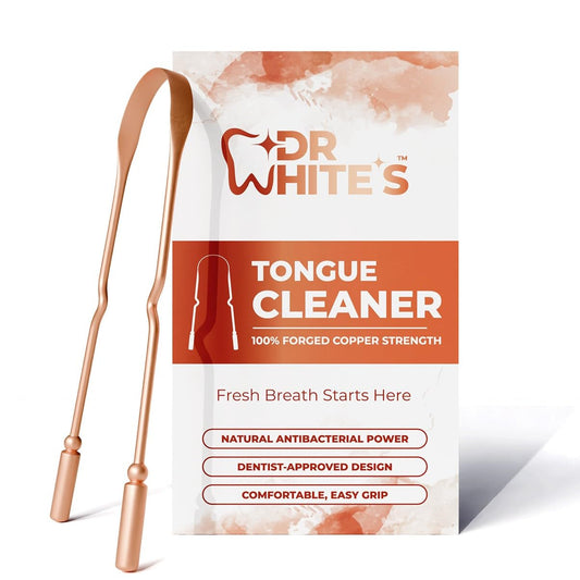 Dr. White’s Copper Tongue Scraper – Dentist-Designed Tongue Cleaner Tool for Fresh Breath, Dual-Grip, Rust-Resistant, Built to Last – 100% Forged Copper, For Adults & Kids (Single)