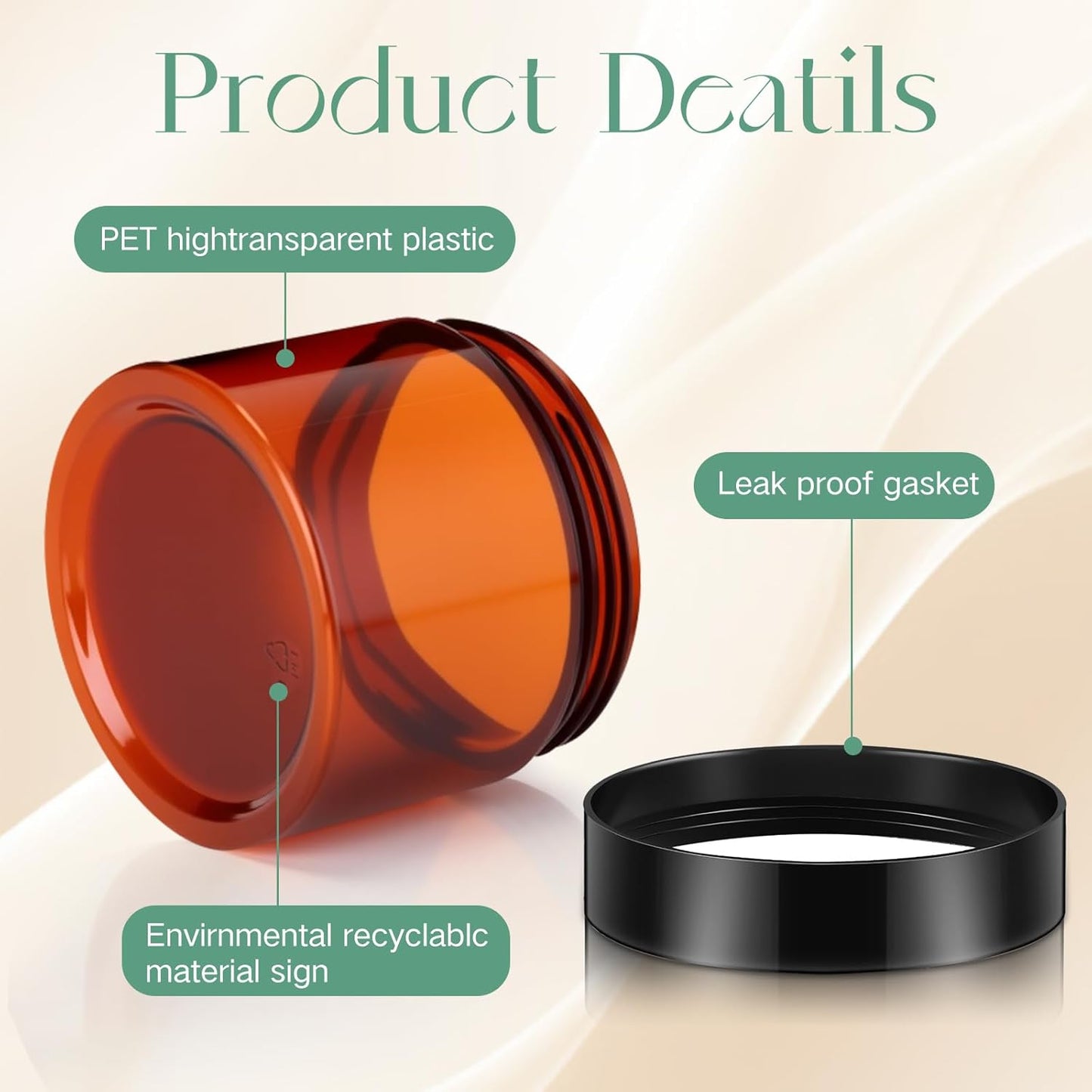 SATINIOR 12 Pack 6 oz Plastic Container Jars with Lids Round Clear Travel Cosmetic Container Slime Jars for Toiletries, Lotion, Cream, Ointments, Makeup, Rhinestone, Samples, Kitchen Storage(Amber)