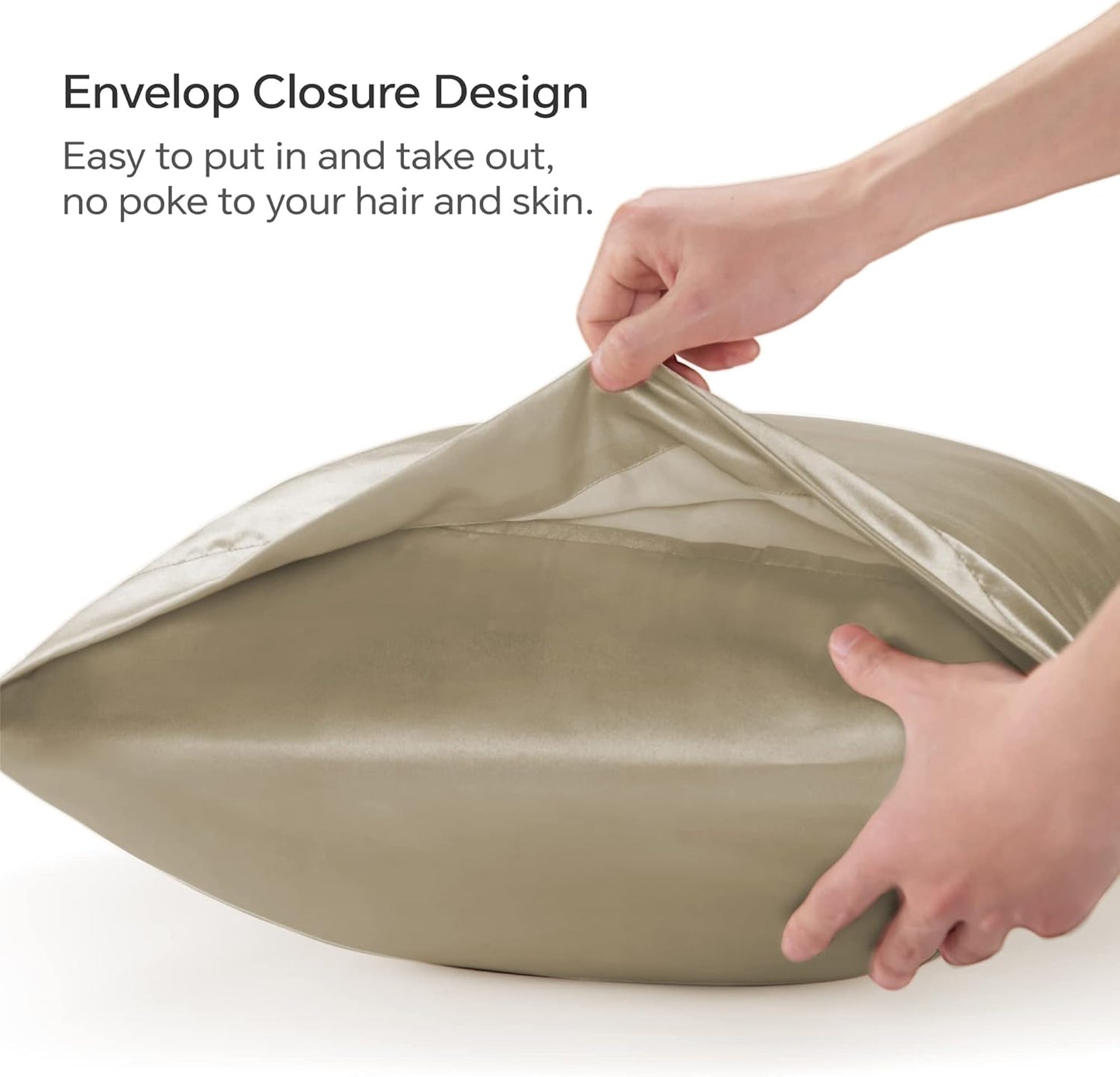 BEDELITE Satin Body Pillow Cover 2 Pack, Super Soft and Cooling Body Pillow Pillowcase for Hair and Skin, Breathable Silky Full Long Pillowcase Cover(20"x54", Taupe)