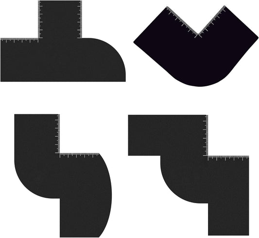 4 Pcs Enhancement Card for Barbers with Measurement Indicators, Easy to Clean Hairline Maker Guide for Barbers, Reusable Hairline Shaping Tool for Men's Hairlines and Beard(T+S+W+V Shaped)