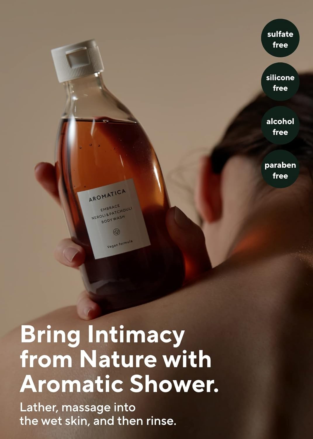 AROMATICA Embrace Body Wash Neroli & Patchouli 10.14fl.oz./300ml - Floral Body Wash for Women | Relaxing Your Body & Mind | Vegan, Sulfate Free