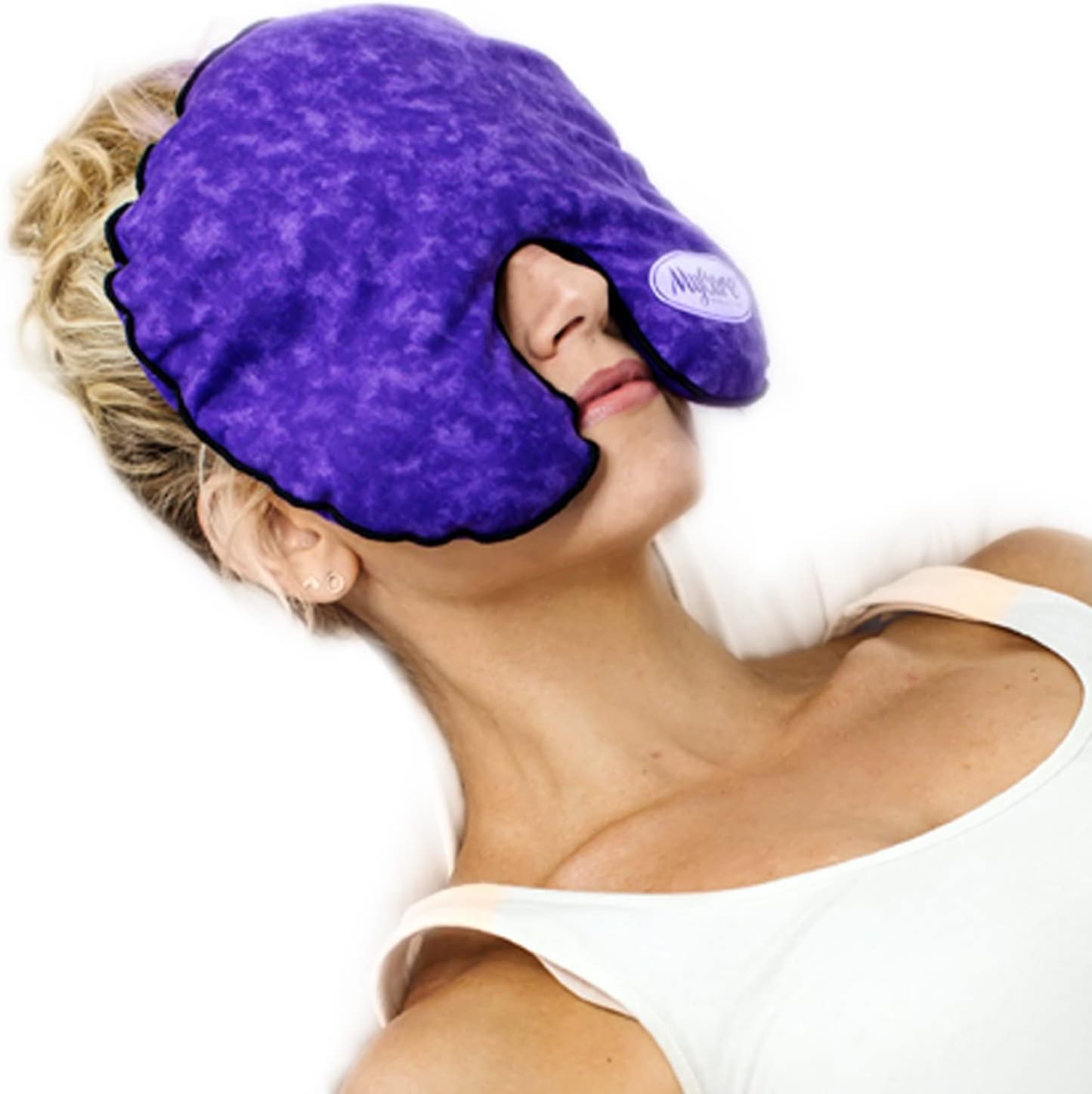Face Mask (with Washable Cover) Hot Cold Compress Therapy, Natural Reusable Relief for Migraine, Tension, Stress, Sinus, Headache and Relaxation (Purple)