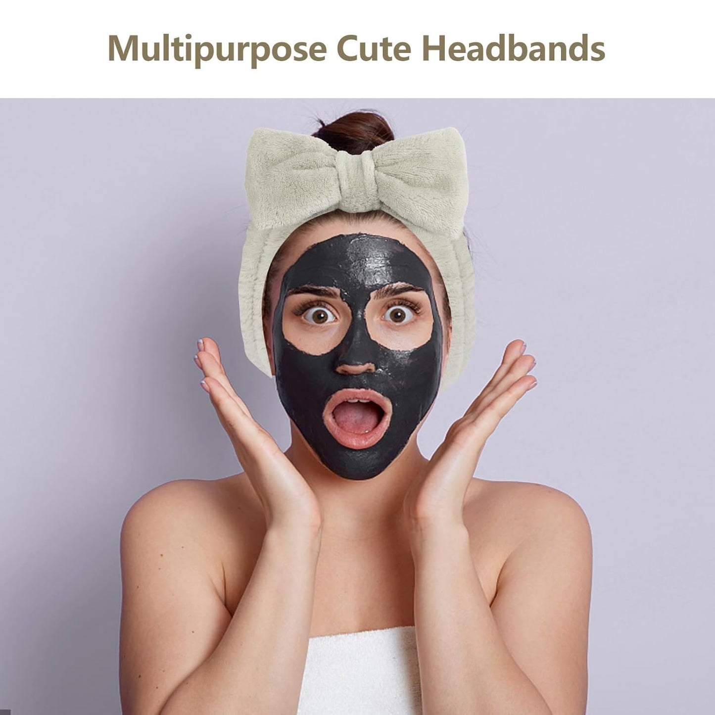 Ondder 8 Pcs Coffee Skincare Headbands Microfiber Hairband for Women Facial, Make Up, Spa, Yoga, Hair Band - 1 Pack of 8 Headbands