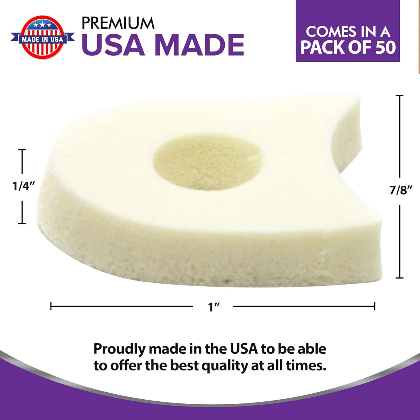 Premium Foam Toe Separators for Women and Men - Made in USA - Foam Toe Spacers for Corn, Blister, and Hammer Toe Relief - 1/4 Inch - Bulk Pack of 100 Toe Pads