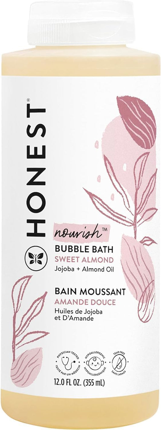 The Honest Company Foaming Bubble Bath | Gentle for Baby | Naturally Derived, Tear-free, Hypoallergenic | Sweet Almond Nourish, 12 fl oz