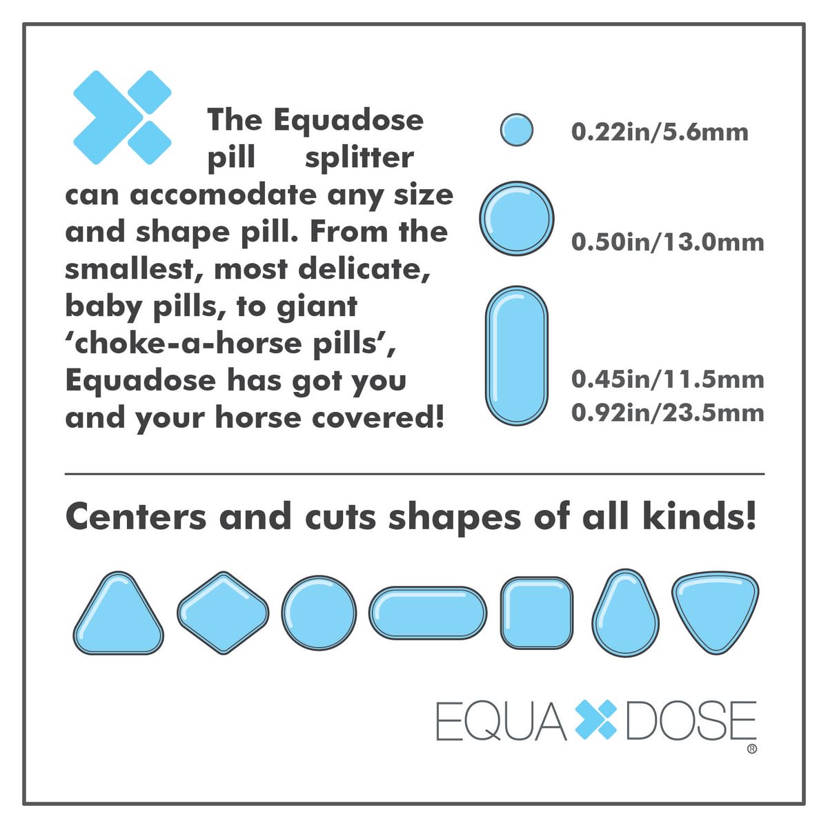 EQUADOSE Pill Splitter with Precision Aluminum Blades, Safely and Cleanly Cuts Small and Large Tablets, Vitamins, and Pills, Easy Tablet Divider for Accurate Medication Dosing