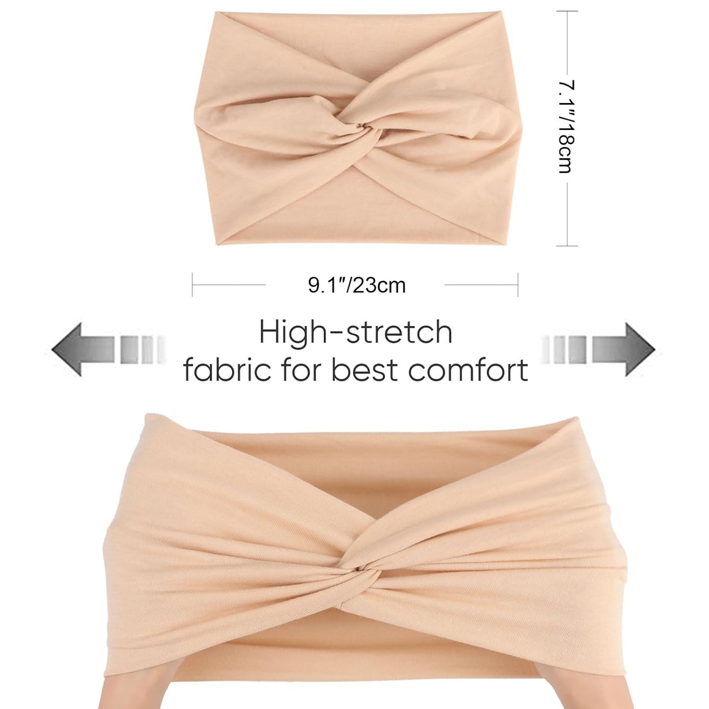 Extra Wide Headbands for Women Large Turban Headband Non Slip Boho Elastic Hairband Hair Twisted Knot Head Bands Accessories