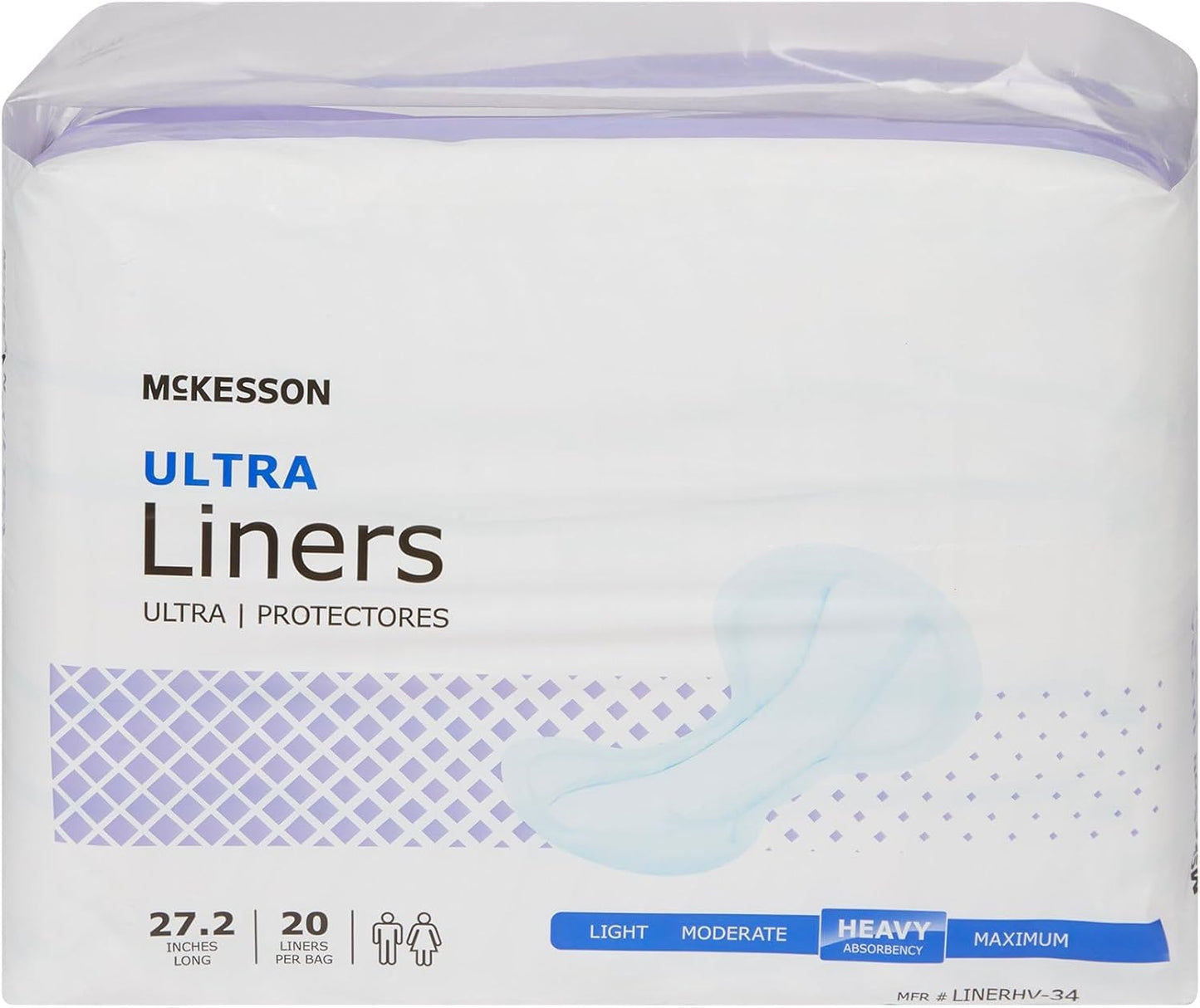 McKesson Incontinence Pads for Adult Women and Men [Pack of 20] Bladder Control and Postpartum Liners, Heavy Absorbency