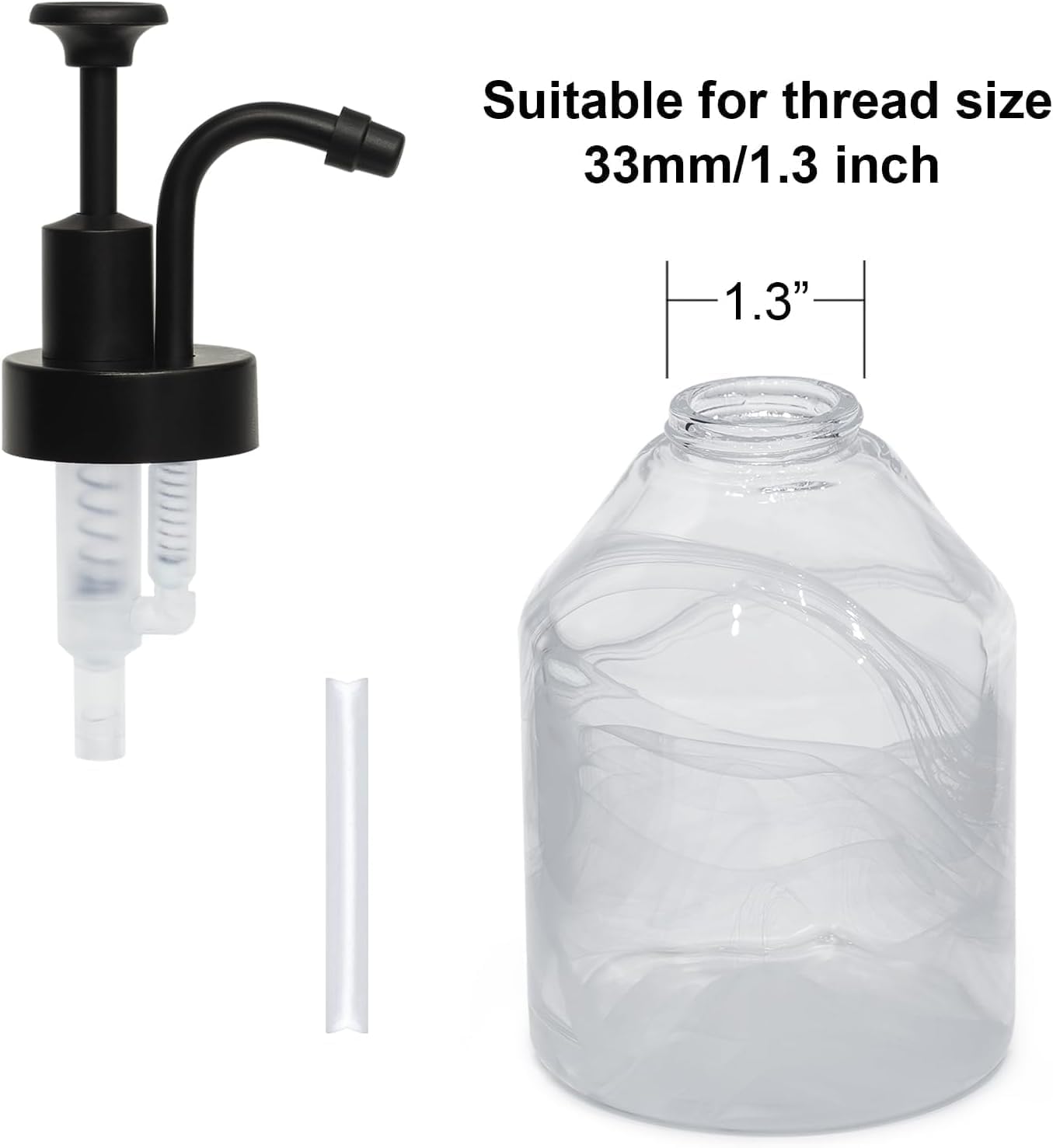 Soap and Lotion Dispenser Pumps Replacement Head, ABS Material Wider Mouth Bottle of 33mm (1.3inch) Gloss Smooth Action Pump, Rust Proof & Leak Proof for Soap Lotion Bottle Upcycling (Matte Black)