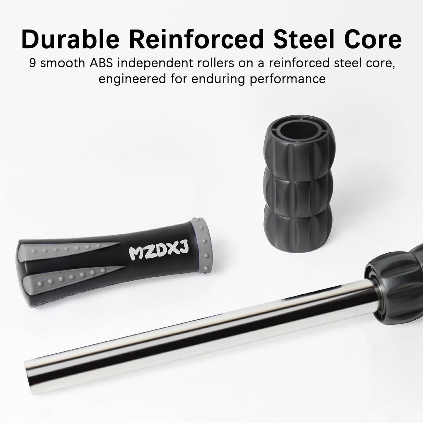 Muscle Roller Stick for Athletes - Deep Tissue Fascia Blaster & Roller Massager for Myofascial Pain Relief - Handheld Physical Therapy & Recovery Tool(Gray black-18 inch)