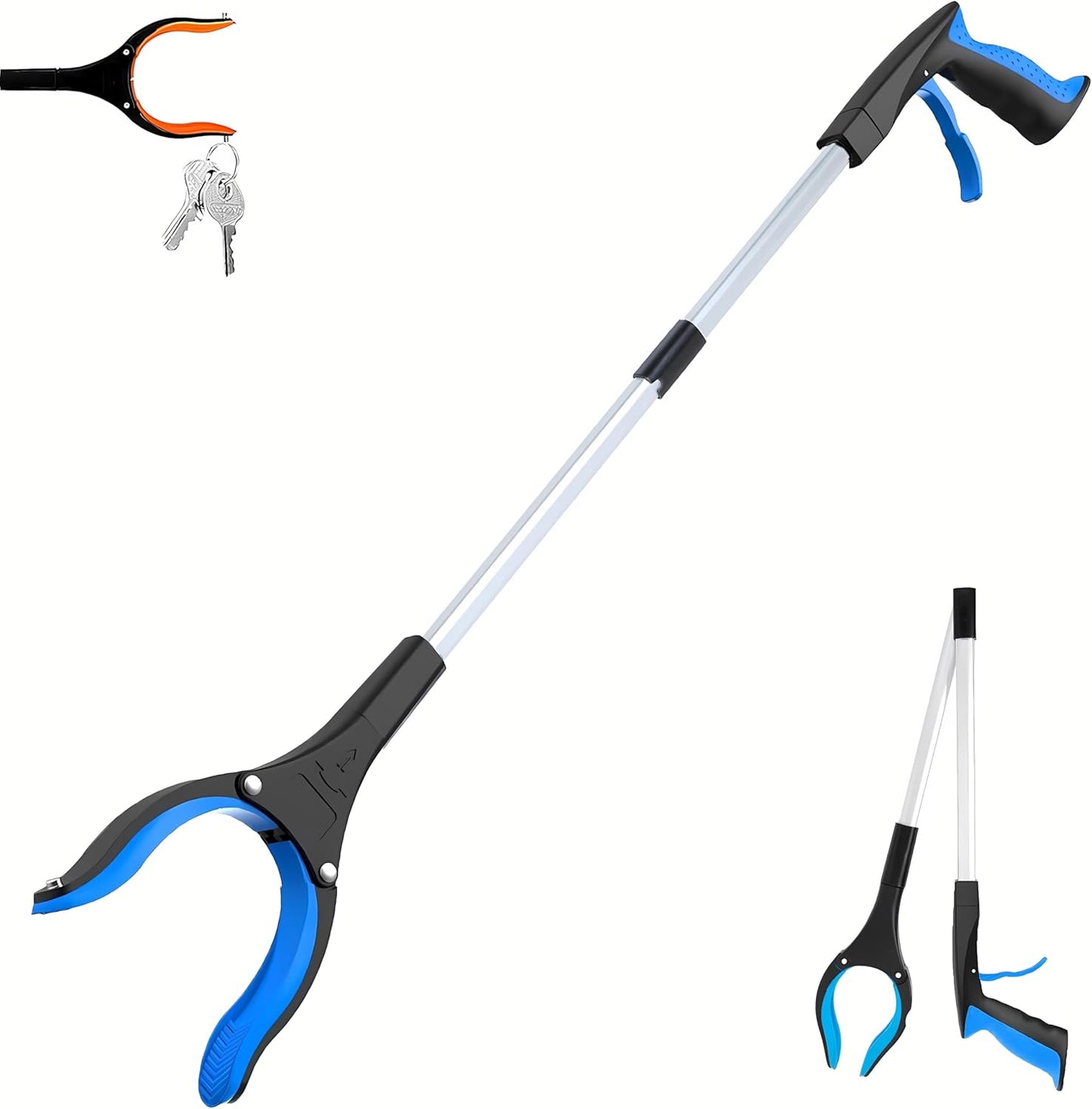 Grabber Reacher Tool - 32” Extra Long Foldable Gripper and Reaching Tool - Heavy Duty Pick Up Stick Grabbers for Seniors, Trash, Surgery Recovery Must Haves Gifts (Blue)